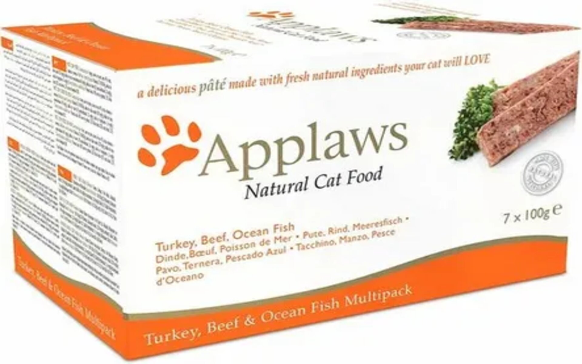 Набор паштетов для кошек Applaws Multipack Pate with Turkey, Beef & Ocean Fish со вкусами индейки, говядины и океанической рыбы представляет собой полнорационные муссы с добавлением витаминов и минералов. Упаковка в алюминиевых контейнерах сохраняет качество ингредиентов и вкус. Разнообразные рецепты обеспечивают полноценное и сбалансированное питание для счастливой и здоровой кошки, изготовлены из натуральных ингредиентов.