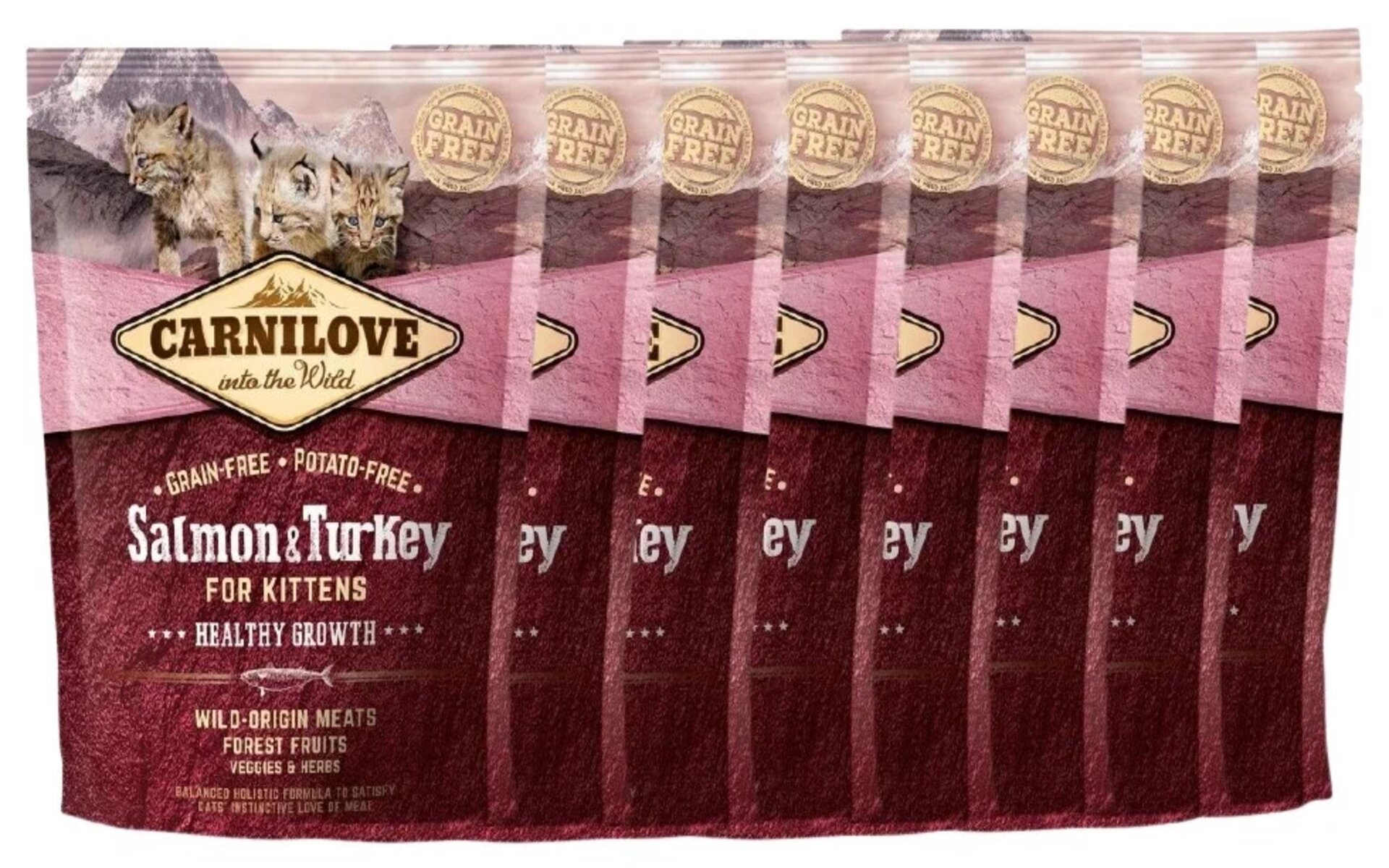Беззерновой корм для котят Carnilove Turkey & Salmon for kittens, обогащённый лососем и индейкой, создан с учётом естественного питания кошек. В основе этого корма лежат ценные источники аминокислот — лосось и индейка