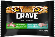 Crave - это сухой и влажный корм для кошек,который производится в Германии.Он предлагает широкий ассортимент продуктов,включая рационы для котят,взрослых и пожилых животных и содержит высококачественные ингредиенты,такие как мясо,рыба и овощи,которые помогают поддерживать здоровье и активность питомцев на высоком уровне