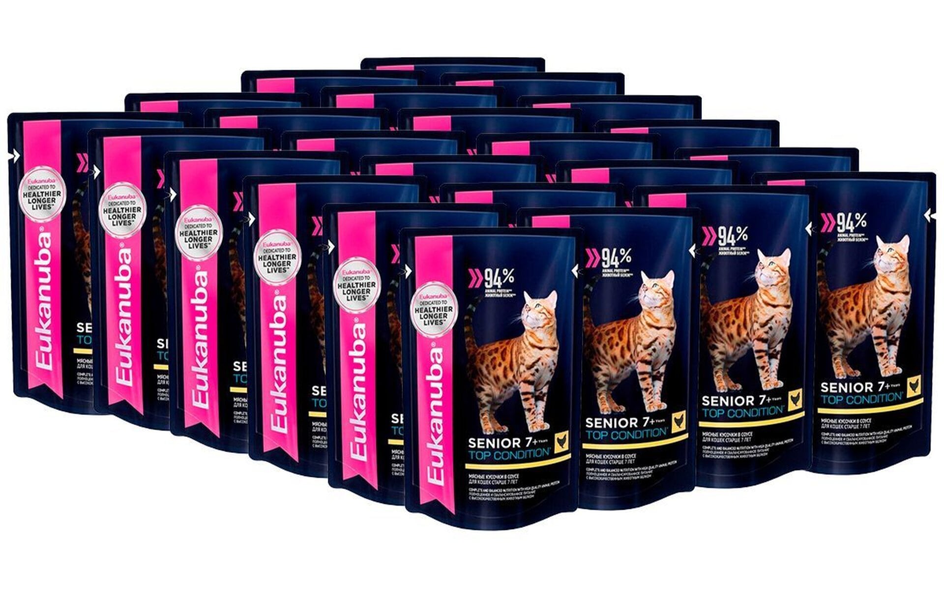 Влажный корм Eukanuba Cat Adult 7+ Chicken — это полноценный рацион для кошек старше 7 лет с высококачественными животными белками и формулой TOP CONDITION для поддержания отличной формы.
