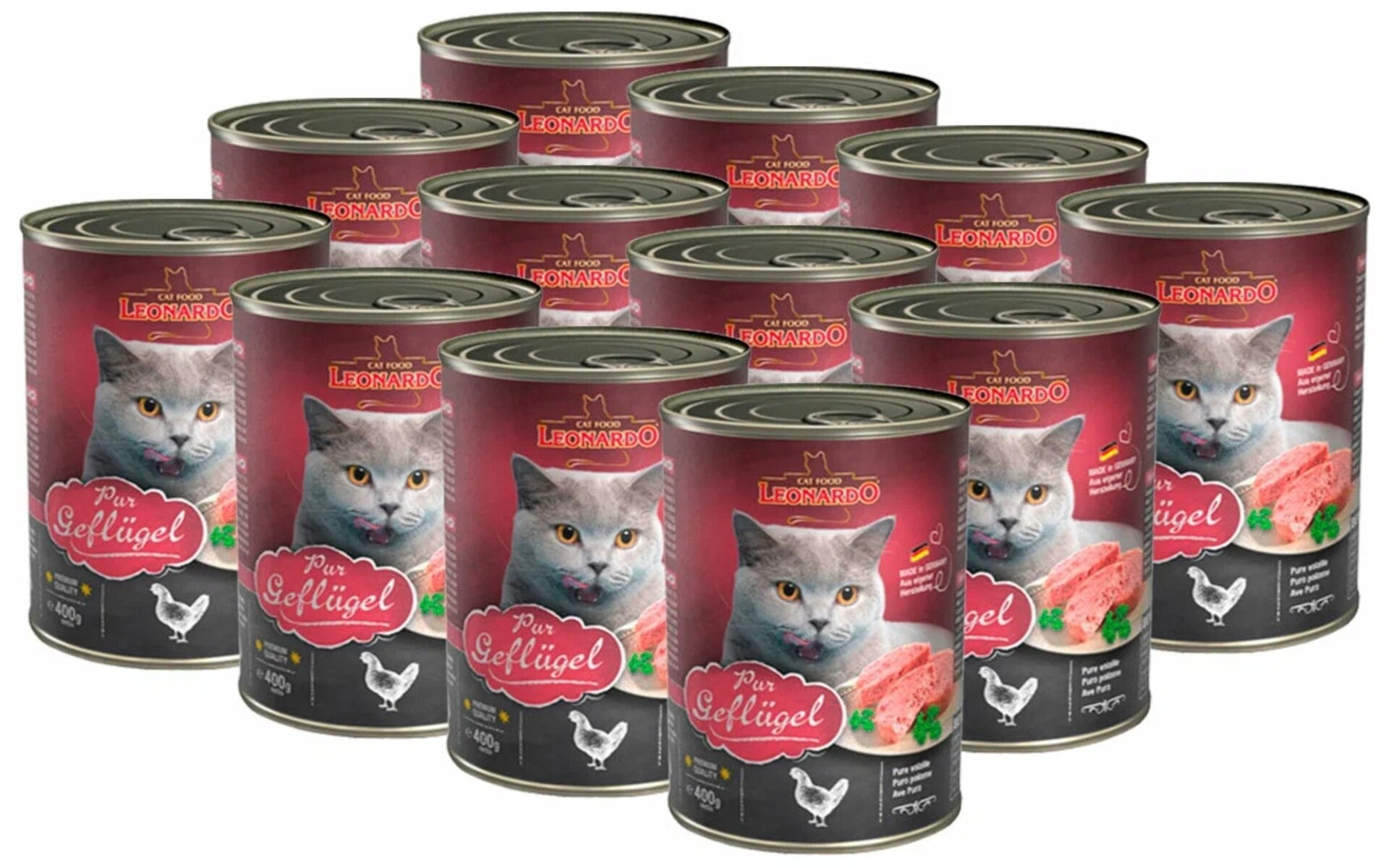 Влажный корм для кошек Leonardo Quality Selection с добавлением птицы обогащён витаминами, таурином и ценными микроэлементами. Продукт имеет консистенцию фарша. Кошки, как и их дикие собратья, являются хищниками, поэтому при изготовлении корма используется только свежее мясо.
