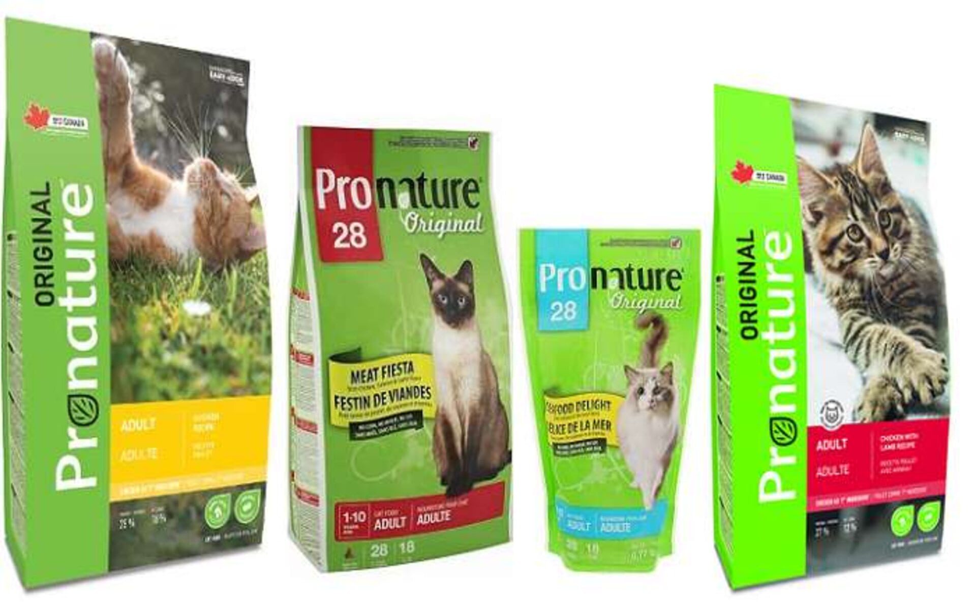 Корм для кошек ProNature подходит для всех здоровых животных и содержит продукты, подходящие для всех возрастов. В линейке кормов отсутствуют специальные рационы для разных пород