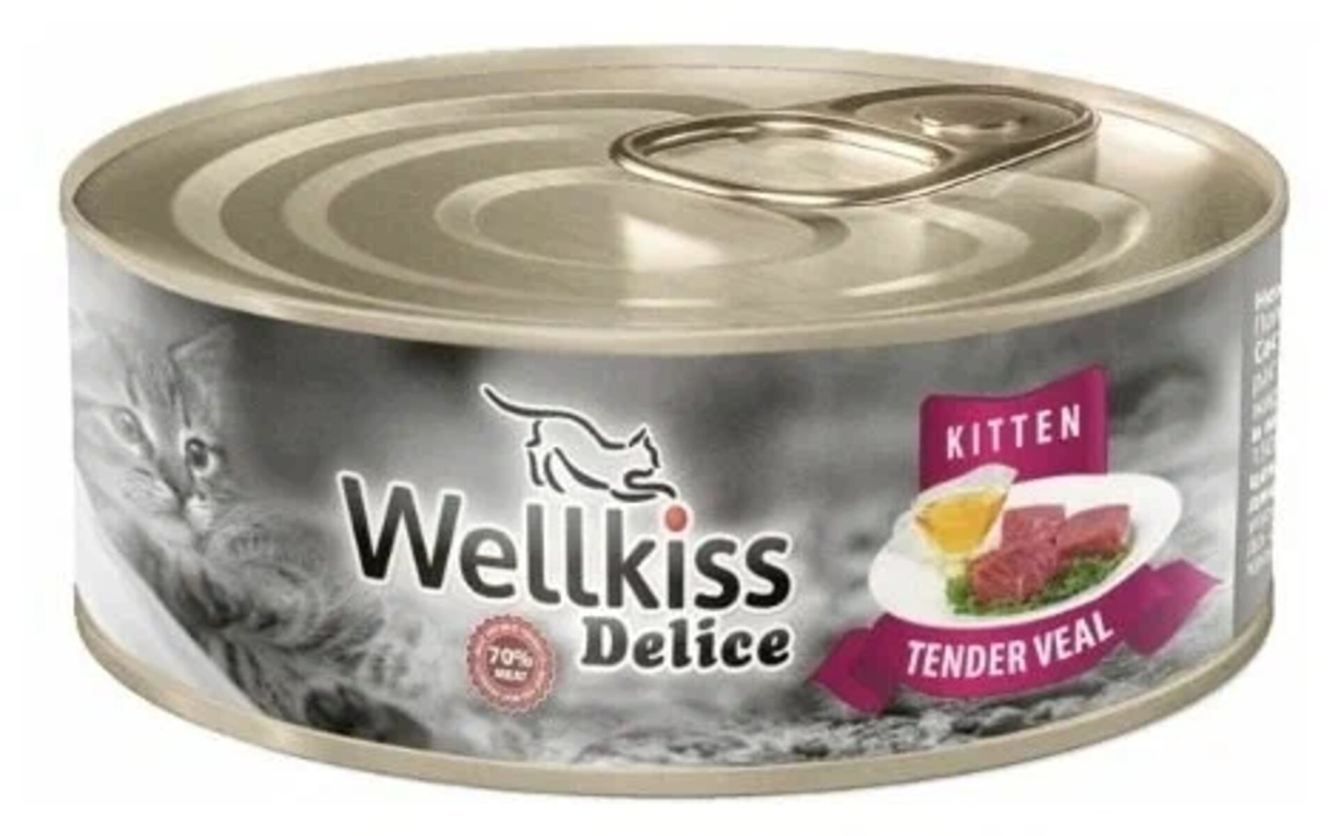Корм для котят Wellkiss Delice с нежным вкусом телятины – это полноценный консервированный корм, изготовленный из натурального мяса, с необходимыми витаминами и микроэлементами для роста и развития вашего питомца